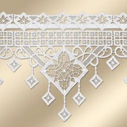 Klassische Feenhaus-Scheibengardine Luisa weiß Detailansicht