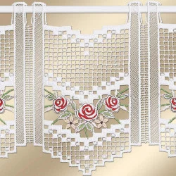 Scheibengardine Rosalie in rot Stickerei Detailbild