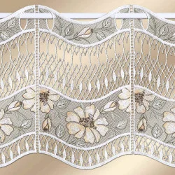 Scheibengardine Hibiskus Stickerei Detailbild