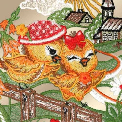 Fensterhänger Küken Detailbild Plauener Stickerei