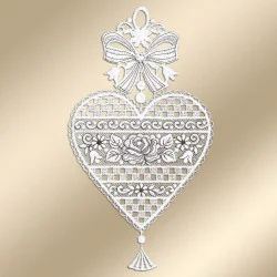 Fensterdekoration Annemarie mit Schleife vor goldenem Hintergrund