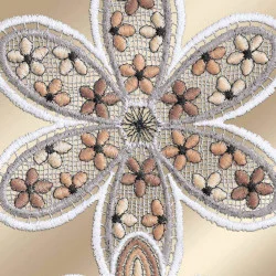 Spitzenbild Blütenzauber Stickerei in beige-braun Details