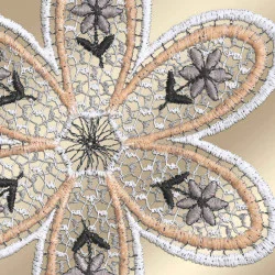 Spitzenbild Blütenzauber Stickerei in beige-braun Details