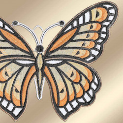 Spitzenbild Schmetterling Fiona Stickerei in orange Details
