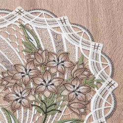 Tischdecken Florica altrosa Detailansicht Plauener Stickerei
