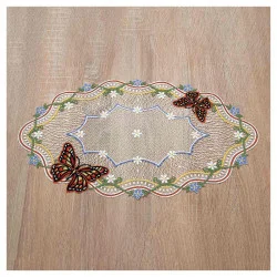 Kleiner Tischläufer Fiona mit Schmetterlingen in rot