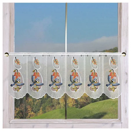 Kurzgardine Herbstwind Beispielbild am Fenster