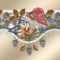 Spitzenkante Herbstfreunde aus Plauener Stickerei Detailansicht