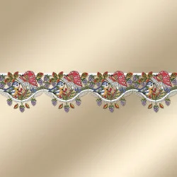 Stickerei-Gardine Herbstfreunde mit Blaumeise Musterbild golden