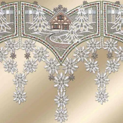 Mini-Scheibengardine Winterhaus Detailansicht