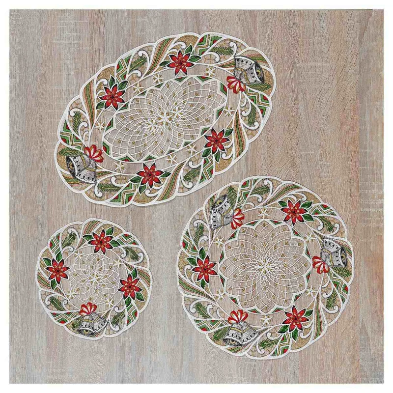 Gesticktes Weihnachtsdeckchen Glockenklang