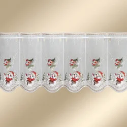 Scheibengardine Winterspaß mit Vogel 35 cm hoch Musterbild