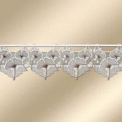 Stickerei-Kurzgardine Giovanni mit Ginko-Blättern Musteransicht