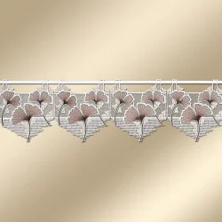 Stickerei-Kurzgardine Giovanni mit Ginko-Blättern Musteransicht