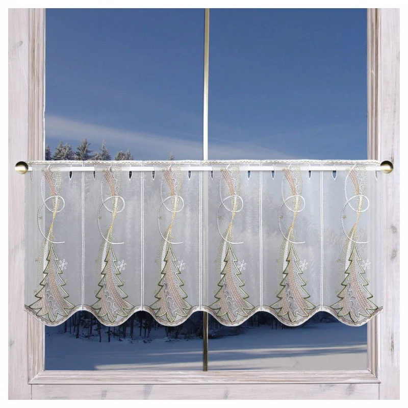 Kurzgardine Winterbaum Beispielbild am Fenster