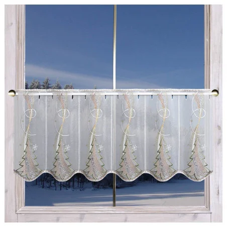 Kurzgardine Winterbaum Beispielbild am Fenster