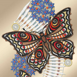 Fensterdeko mit Schmetterlingen Detailbild Stickerei