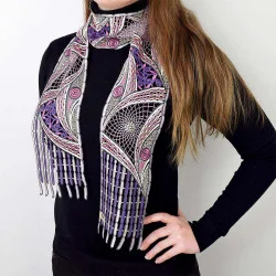 Hochwertiger gestickter Schal Kiona in violett Beispielbild