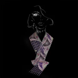 Moderne Darstellung des Schals Kiona auf schwarz