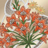 Fensterbild Allium orange Detailansicht Stickerei