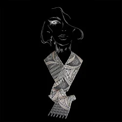 Moderne Darstellung des Schals Kiona auf schwarz