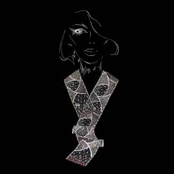 Moderne Darstellung des Schals Ribana auf schwarzem Hintergrund