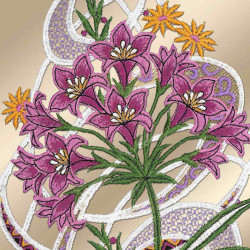 Fensterbild Allium hell-lila Detailansicht Stickerei