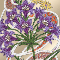 Fensterbild Allium lila Detailansicht Stickerei