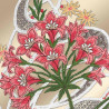 Fensterbild Allium rosa Detailbild Stickerei