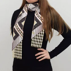 Hochwertiger gestickter Schal Zaltana in taupe und beige Beispielbild