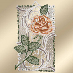 Spitzenbild Rose in caramell vor einem Hintergrund