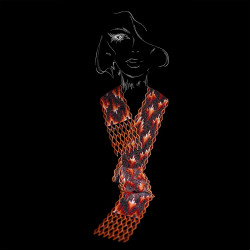 Moderne Darstellung des Schals Atsila auf schwarzem Hintergrund