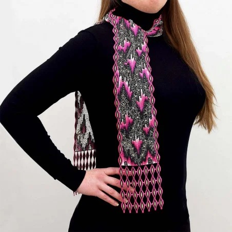 Hochwertiger gestickter Schal Atsila in pink und lila Beispielbild
