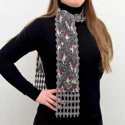 Hochwertiger gestickter Schal Atsila in lila und weinrot Beispielbild