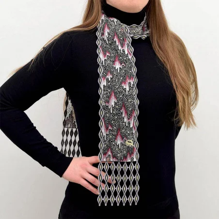 Hochwertiger gestickter Schal Atsila in lila und weinrot Beispielbild