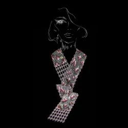 Moderne Darstellung des Schals Atsila auf schwarzem Hintergrund