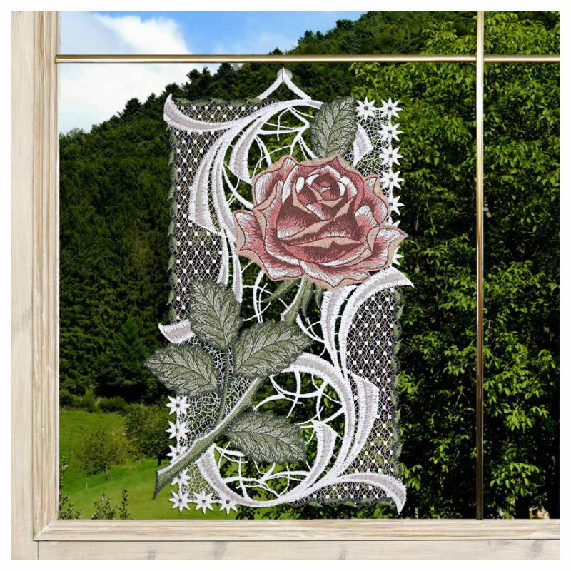 Fensterbild mit Rose in altrosa Dekobeispiel