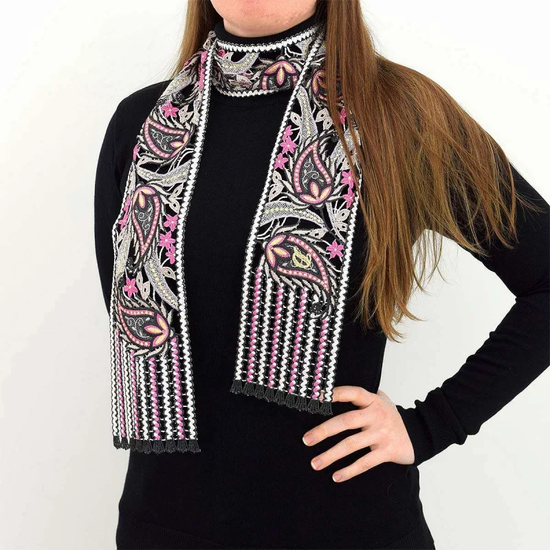 Hochwertiger gestickter Schal Pakuna in rosa und schwarz Beispielbild