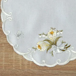 Tischdecken Frühlingsgruß Detailbild Plauener Stickerei