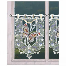 Scheibenhänger Frühlingsbote Plauener Spitze dekoriert am Fenster