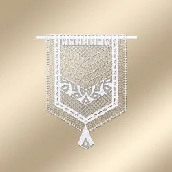 Gestickte Mini-Fächengardine Ajana mit geometrischen Mustern