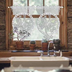 Schiebegardine Blumenfalter als Küchendeko