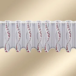 Scheibengardine Devina in rot-grau 35 cm hoch Musterbild