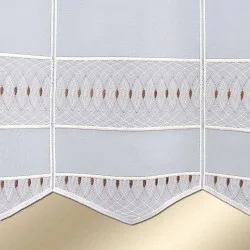 Scheibengardine Nevena braun Detailbild Stickerei