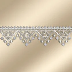 Panneaux Winterbäumchen Musterbild Stickerei in weiß-gold auf beigem Hintergrund