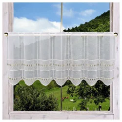 Spitzengardine Nevena gelb Beispielbild am Fenster