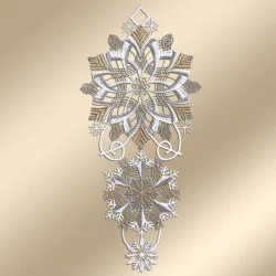 Fensterdeko Schneeflöckchen-Weißröckchen Musterbild auf goldenem Hintergrund