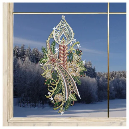 Advents-Fensterbild Kerze mit Stern in rosé Beispielbild