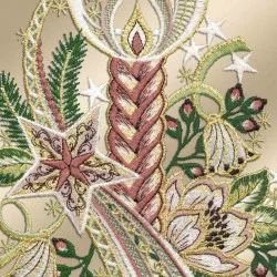 Fensterdeko Kerze mit Stern in rosé Detailbild Stickerei