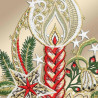 Fensterdeko Kerze mit Stern in rot Detailbild Stickerei